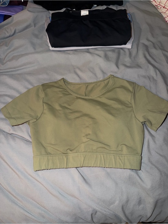 NVGTN Tops - NVGTN Olive Green Short Sleeve Cropped Crewneck Top